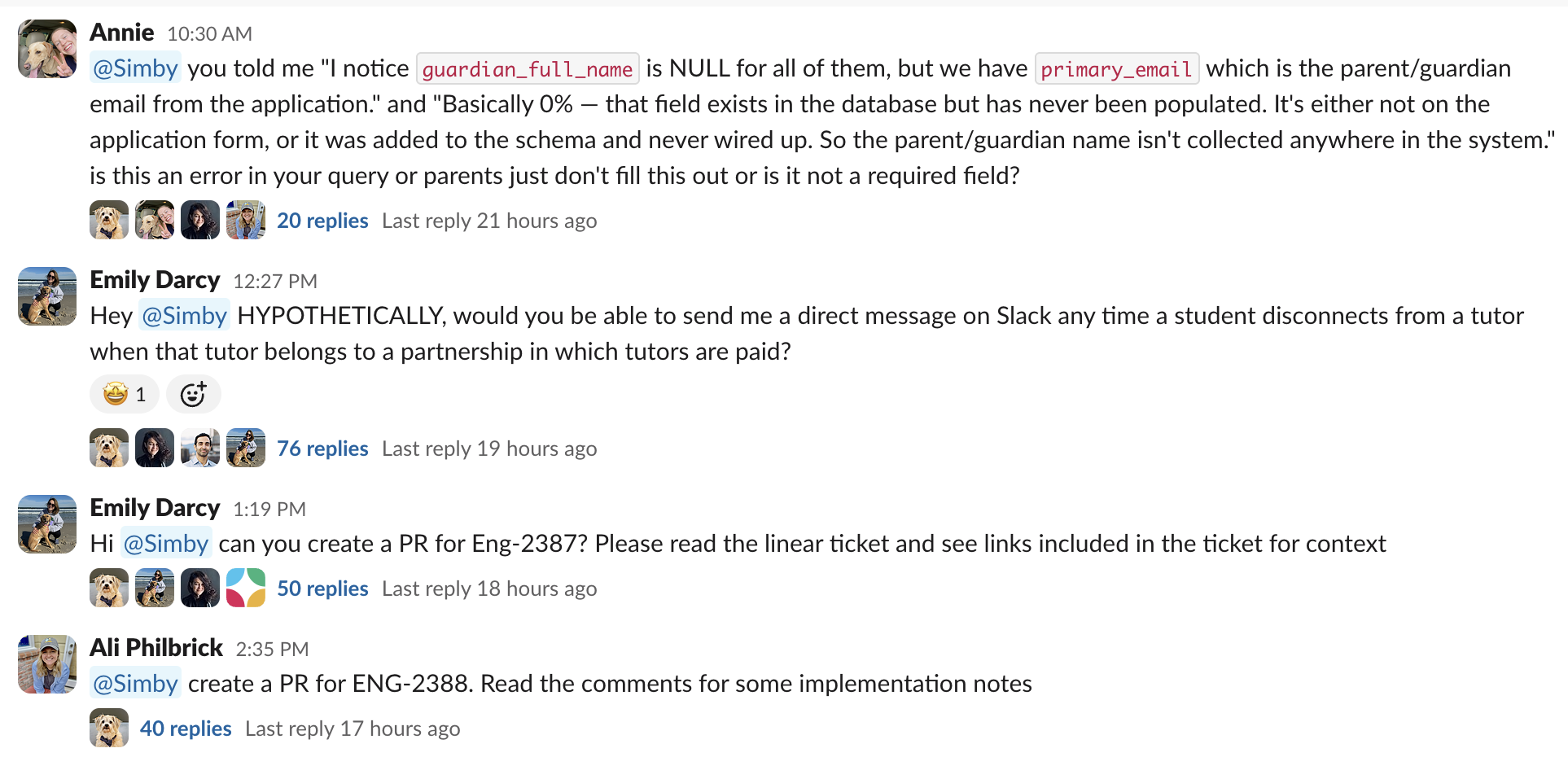 Non-technical staff members asking the AI questions, requesting changes, and having real back-and-forth conversations